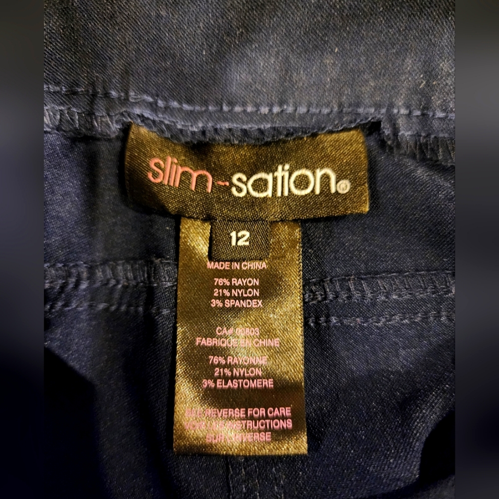 Slim-sation women's long navy pant, size 12